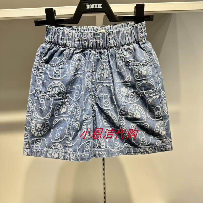 Levi's Retro Printed Denim Shorts for Boys and Girls, Elastic Waist, Loose Casual Pants Lv2622027