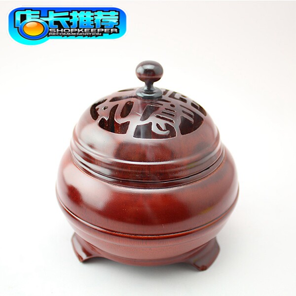 Solid wood pendulum Vietnamese red wood pan incense stove sandalwood Incense Burner Incense Stove Auspicious Furnace Residence room Buddha Free shipping