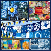Children manually dyed diy material bag bai dye full set of tools special square towel clothes indigo pigment