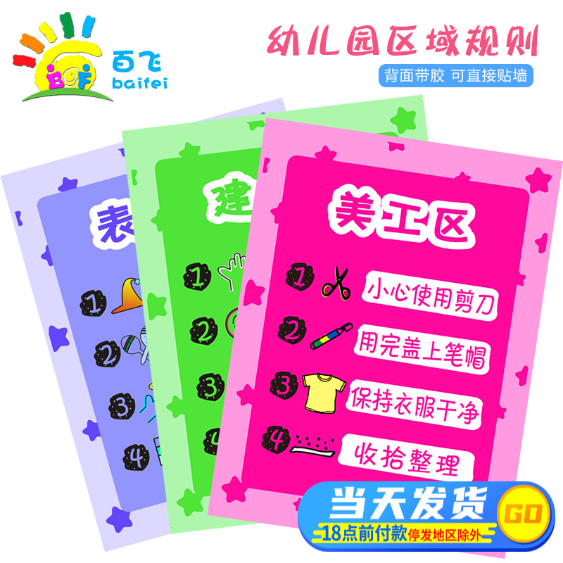 Kindergarten Area Rules in-zone Card arrangement Agreement Marking Zone Corner Mark Active Regional Card Children Classification
