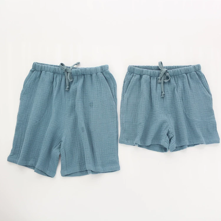 Cotton Nhật gạc đôi nam và nữ đồ ngủ mùa hè mỏng phần cotton đôi quần short bên ngoài mặc quần thể thao nhà - Quần tây