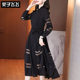 2021 early spring new women's clothing design sense niche long section knee-length temperament waist and thin lace chiffon dress