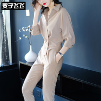 2019 Spring clothes name Yuanyu Gentle Breeze goddess Fan Yangqi Leisure Career Dress Shirt Pants Two Suits Women
