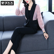2020 Spring new fashion air quality light cooked wind career Western suit with small suit jacket pants two suit women