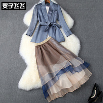 Fall mid-length net red fashion ol temperament professional west suit a half skirt and two suit dress women