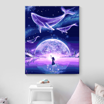 Digital oil painting diy filled cartoon anime character coloring hand painted girl whale oil painting beginner simple