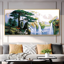 A large welcome pine DIY digital oil painting living room entrance decorative painting new Chinese style feng shui vertical landscape painting Fortune