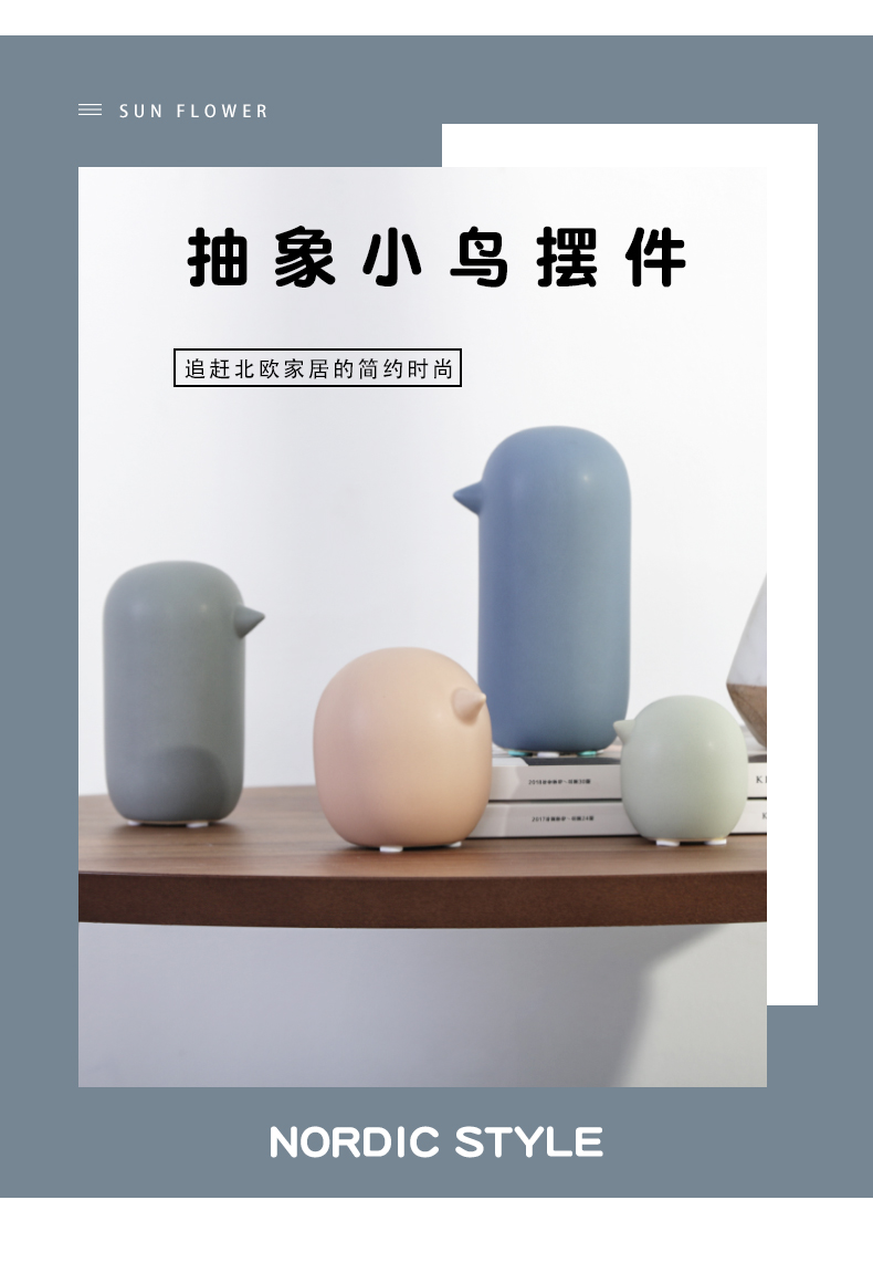 Nordic creative household soft adornment ceramic bird furnishing articles modern porch simplicity desktop mini bookcase