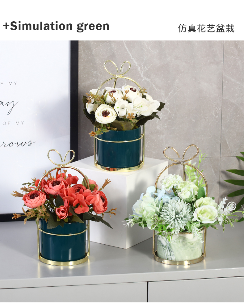 INS wind fake flowers sitting room decoration ceramics flowerpots floral suit simulation table surface decoration small place in northern Europe