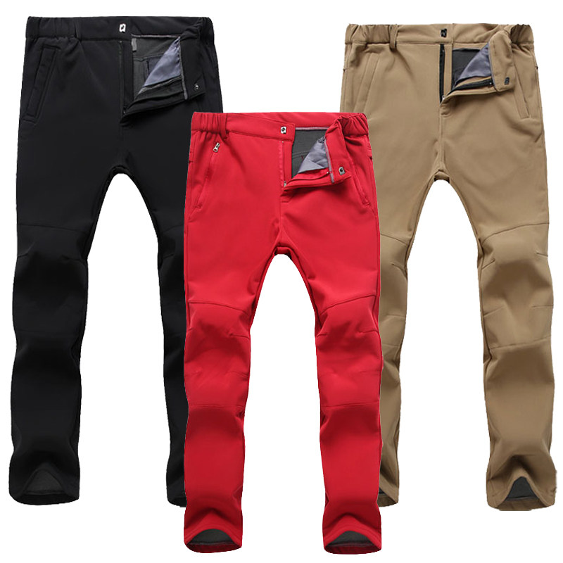 Winter plus thicker pants for men and women ; wind and waterproof warm - proof - mountain ski trousers - soft shell