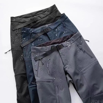 Outdoor punching pants male winter ski pants three laminated glue waterproof windproof and breathable plus suede warm multi-pocket movement