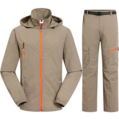 Outdoor quick-drying pants suit Men's and women's summer light shirt long-sleeved mountaineering fishing clothing breathable waterproof large size