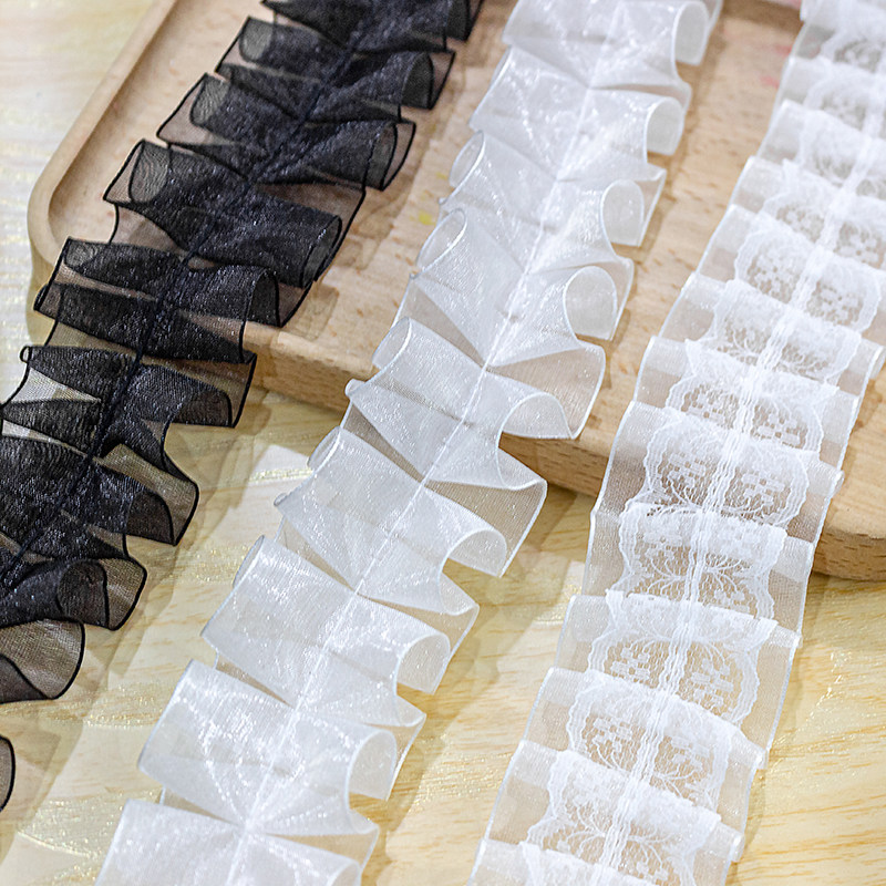 A must-buy for 25 years! qianxun new arrival organza pleated mesh lace ...