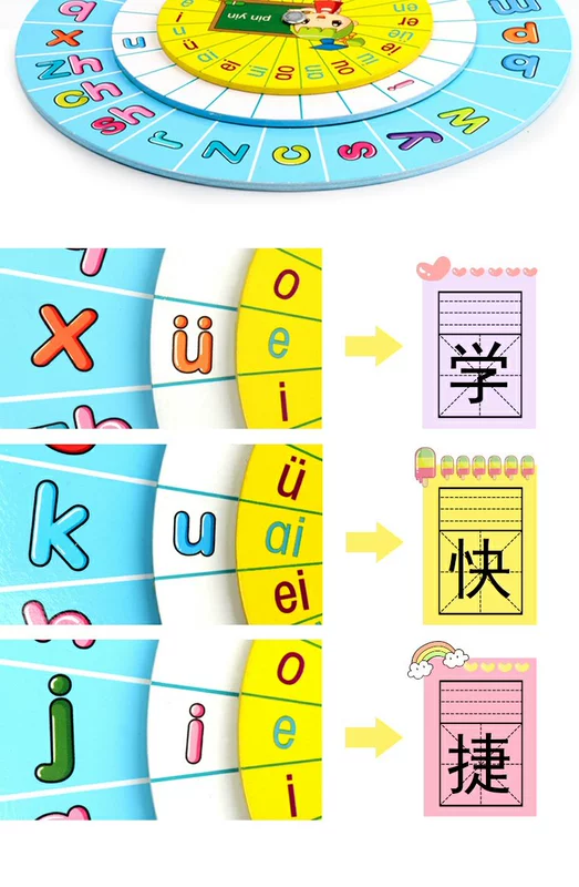 Trường mẫu giáo Bính âm Bàn xoay dạy học Đồ chơi Đồ họa bính âm Trường mầm non Câu đố xây dựng khối học tập sớm 2019 Đồ chơi mới - Đồ chơi giáo dục sớm / robot