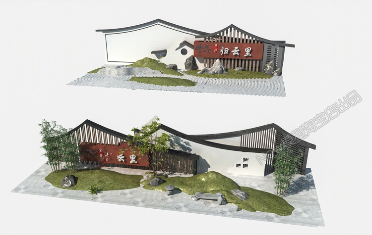 图片[10]-新中式美丽新农村旅游乡村民俗宿文化景墙围墙入口3D模型3dmax-cg男孩