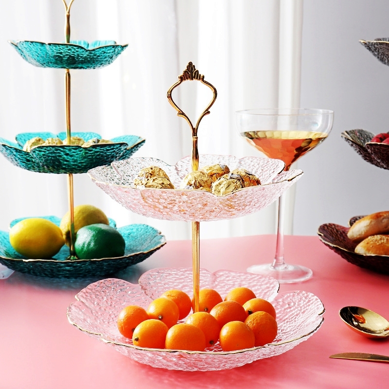 Creative three-layer multi-layer disc fruit cake pan European style glass dried fruit tray Home snacking tray Candy Entrust Fruit Basket