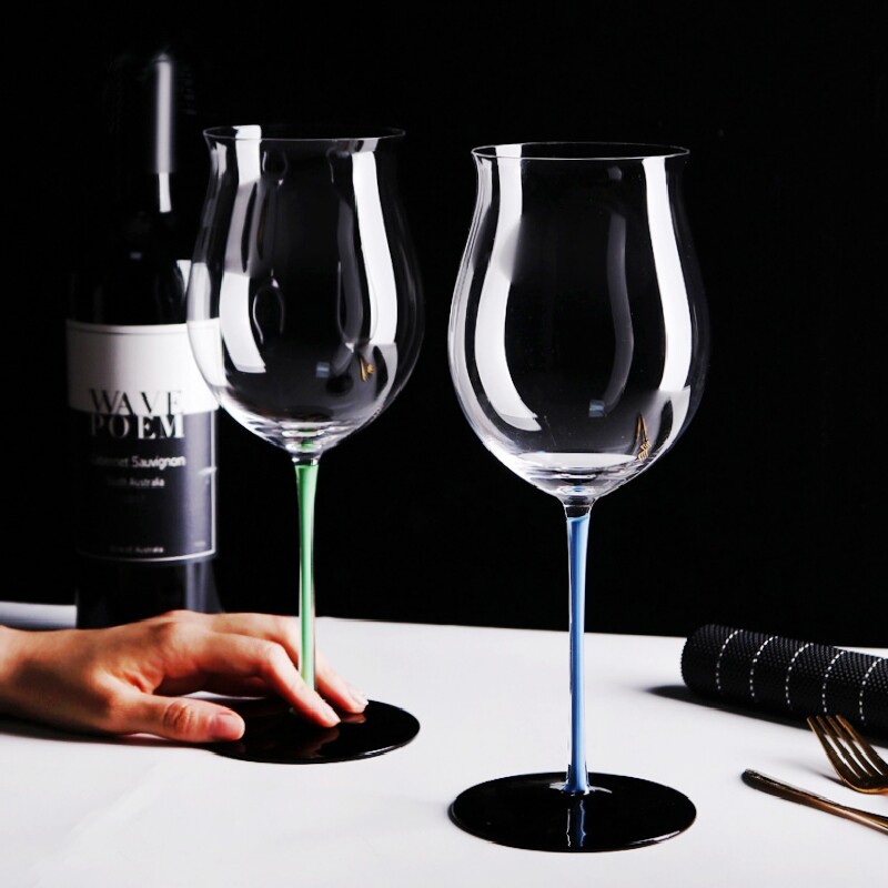 Creative Light Lavish Red Rod Crystal Red Wine Cup Black Collar Junction Burgundy Burgundy Handmade Cup Home Big Wine Glass