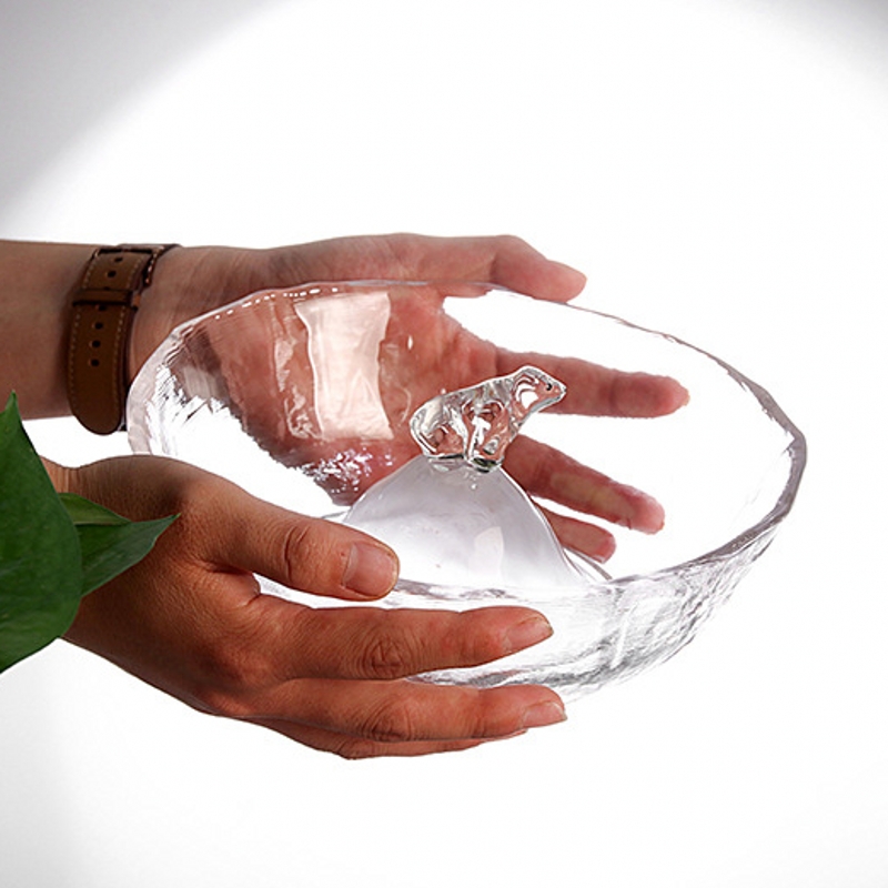 Outlet Glass Dog Bear Sashimi Pantry KTV Fruit Pan Buffet Cool Vegetable Dish Fruit Salad Bowl of Seafood Cuisine Parquet