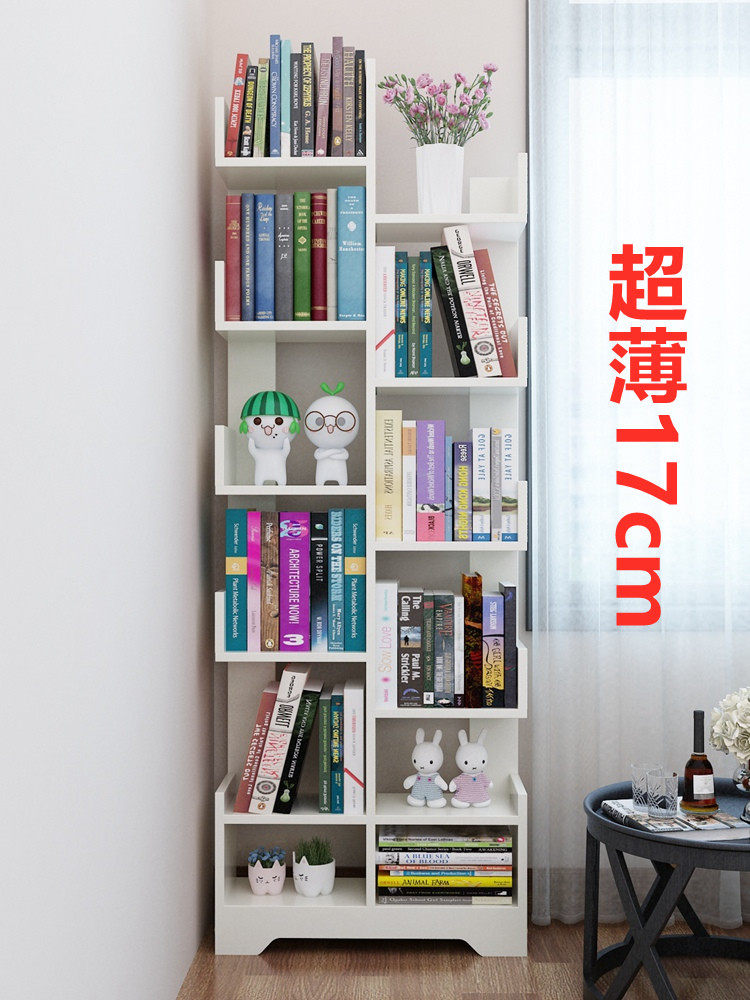 Ultrathin bookshelf door rear leaning against wall floor 15cm17cm patch wall small bookcase shelf ultra narrow 40cm clip slit