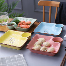 Large Number Dumplings Pan With Vinegar Dish Multifunction Ceramic Sushi Pan Creative Shrimp Pan G HOME BREAKFAST DISH DISH