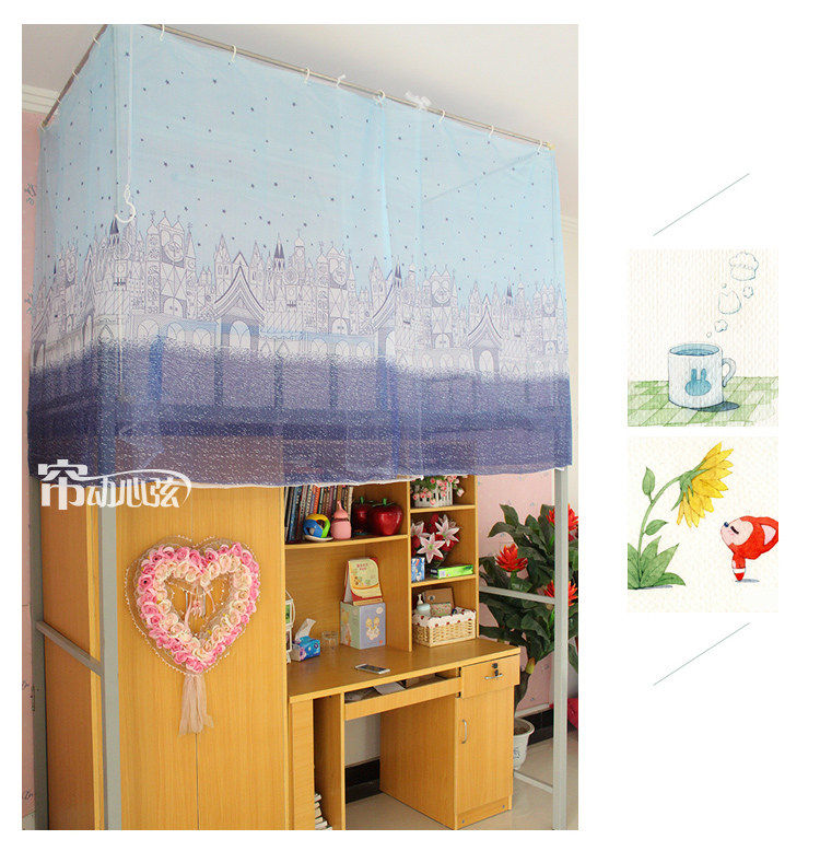 Phòng ngủ nam và nữ ký túc xá mã hóa phòng chống muỗi khung giường đơn công chúa trên dễ thương công chúa gió 1 m / 1,2m gạc - Lưới chống muỗi mùng ngủ công chúa