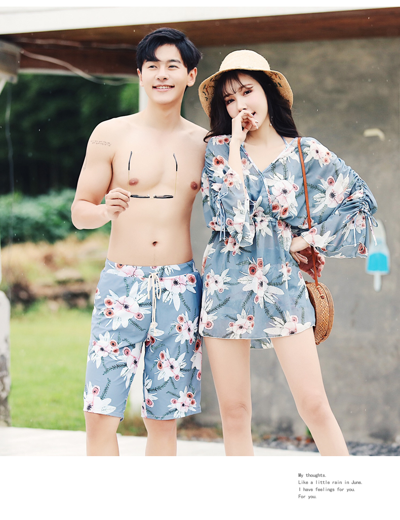 Quần đi biển Hoa Cặp đôi Bộ bikini Đồ bơi ba mảnh Bảo tồn Phụ nữ Khu nghỉ dưỡng Bãi biển mỏng - Vài đồ bơi đồ đôi đi biển cho nữ