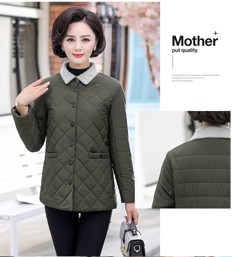 Áo khoác cotton mùa đông cho người đàn ông trung niên Áo khoác lông cho người trung niên 40-50 tuổi Áo nữ mùa thu và áo khoác cotton mùa đông mẫu váy cho người trung tuổi