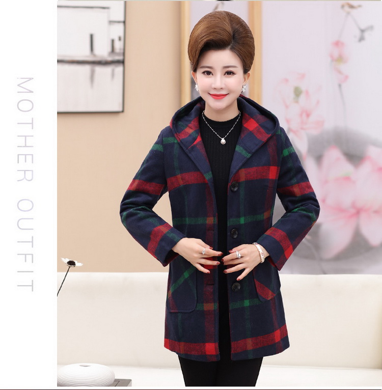 Áo khoác len nữ mùa đông cho phụ nữ trung niên cộng với áo nhung trung niên dài áo gió trung niên ngoại cỡ quần áo mùa đông áo kiểu trung niên 2020