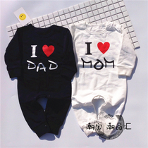 Baby long sleeve ha clothes baby climbing clothes spring and autumn Q4 I love father love mother Terry material Childrens jumpsuit