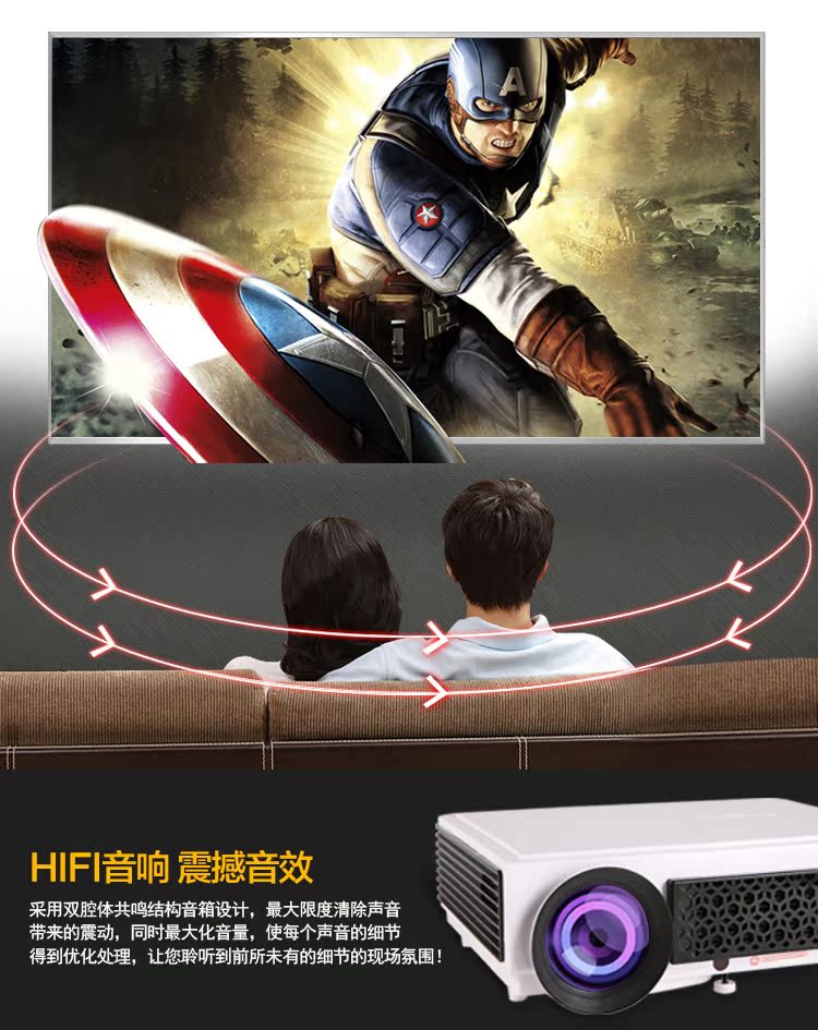 Máy chiếu led gia đình Máy chiếu TV 3D không dây wifi ngày 1080P HD Android Internet màn hình rộng - Máy chiếu