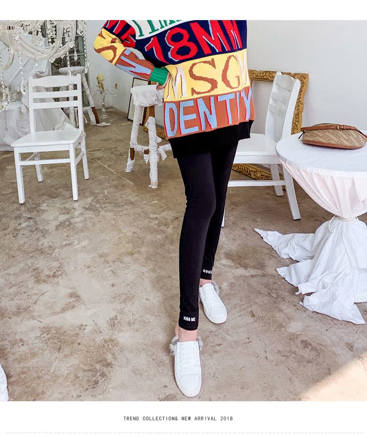 Bà bầu mặc quần legging hoang dã mặc quần thủy triều mẹ mang bầu nâng bụng đã mỏng 2018 thu đông quần chip bầu