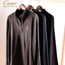 Caesar caser mens thermal underwear autumn and winter double-sided velvet warm swelling velvet zipper half high neck top AI56069