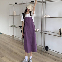 New Korean Joker Strap Dress Womens Loose Slim College Style Skirt Long Large Size Top Women Summer