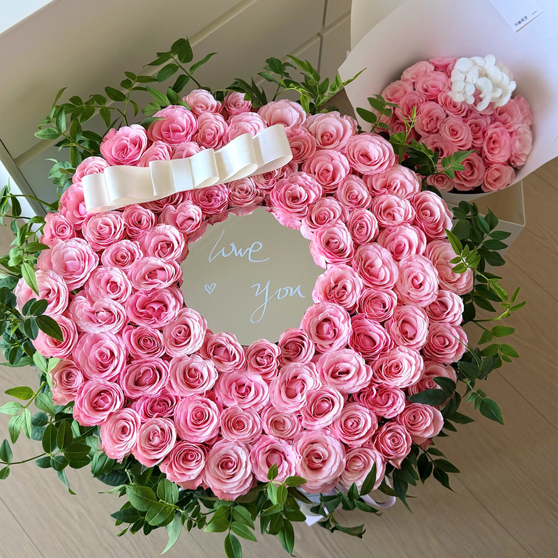 Star Language [New Product for Chinese Valentine's Day] Heart-Shaped Mirror Flower Bouquet Flower Basket Floral DIY Heart-Shaped Round Acrylic Mirror