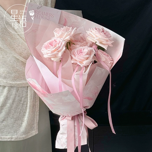 星语 Китайский День Святого Валентина с тиснением, бронзовая блестящая серия, оберточная бумага для букета цветов, романтическая картина маслом, художественная бумага, оберточная бумага для цветов