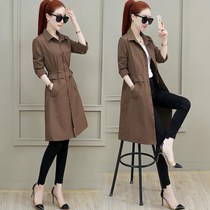 Trench coat womens long Korean spring and autumn clothing 2021 new womens early spring Joker coat thin early autumn coat