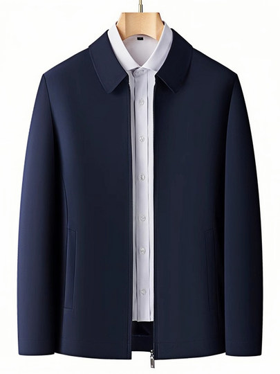 罗蒙夹克男士爸爸商务休闲中老年春秋季2025新款加厚高端行政外套