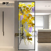 Custom Carved Tempered Transparent Art Deco Glass Screen Partition Wall Modern Minimalist Restaurant Room Grape