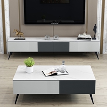  Rock panel TV cabinet coffee table combination Light luxury style small apartment household living room furniture modern simple TV cabinet