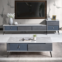 Rock board coffee table TV cabinet combination Simple modern small apartment living room household coffee table table Light luxury slate tea table