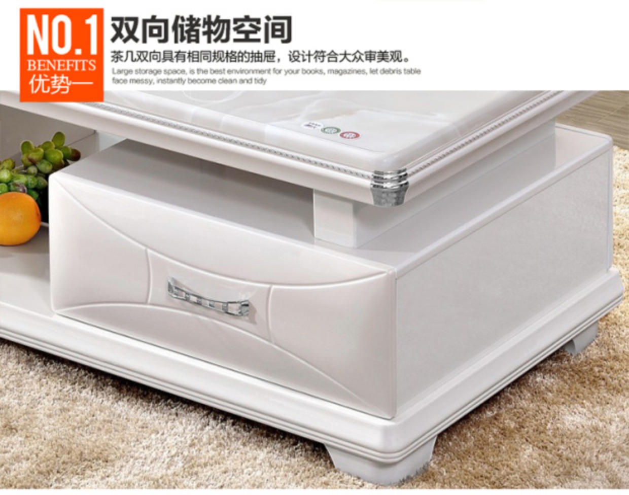đá cẩm thạch trắng bàn cà phê tủ TV kết hợp gói nhỏ gọn tủ kính có thể thu hiện đại Aigui - Buồng tủ quần áo 3 buồng