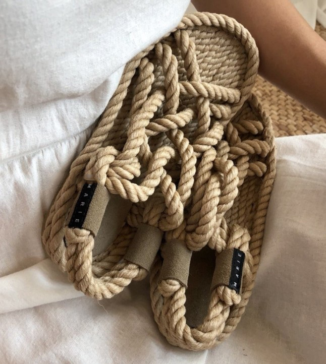 Dongdaemun Women's Shoes European and American Retro Trendy Cross Roman Linen Woven Rope Straw Sandals Flat Shoes