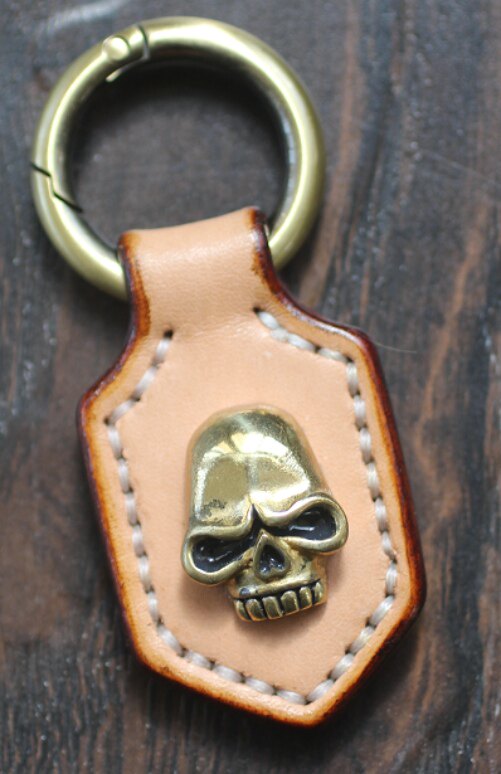 Italian vegetable tanned leather first layer cowhide handmade custom keychain car key brand cattle for boyfriend