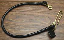 Hand-made vegetable tanning leather head layer cowhide round 8mm tochigzu chain key chain trouser chain hanging chain to raise cattle