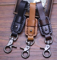Hand-made custom imported vegetable tanning leather head layer cowhide keychain car key chain pants chain clasp cattle raising ancient