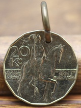 Handmade custom foreign coin pendant key pendant real coin gold 26mm Czech coin raising old
