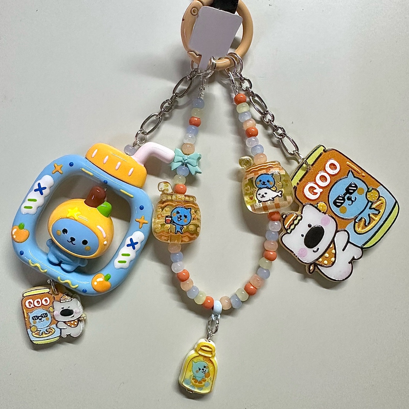 Handmade DIY Hand-Painted Juice Phone Chain Beaded Keychain Bag Pendant Gift Accessory Handmade DIY Hand-Painted Juice Phone Chain Beaded Keychain Bag Pendant Gift Accessory