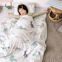 Student childrens knitted cotton cotton four-piece set for girls and boys Dinosaur bedspread three-piece set 1 2 meters bedding