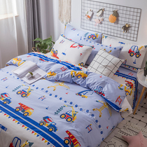 Engineering vehicle excavator quilt cover sheets up and down the bed cover boy bedding three-piece set of childrens four-piece set of pure cotton
