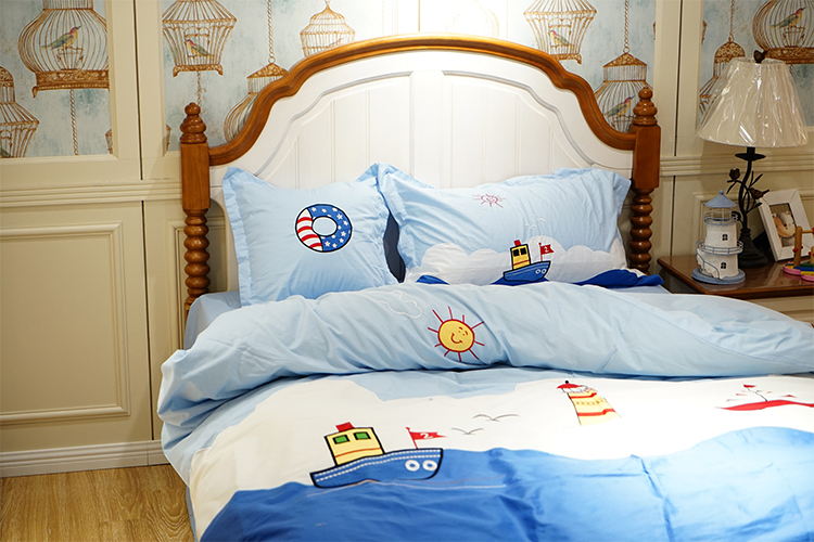 60 Địa Trung Hải bông trải giường chăn bông ba mảnh gia đình bốn phim hoạt hình giường trẻ em trai - Bộ đồ giường bốn mảnh bộ ga gối everon